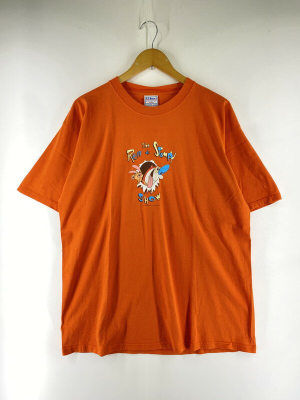 【中古】【メンズ】 THE REN & STIMPY SHOW 00'S CARTOON TEE 00'SALL SPORTSタグ コビーライト2001 レンとスティンピー Tシャツ サイズ：XL カラー：オレンジ 万代Net店