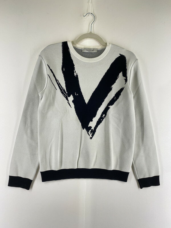 楽天万代Net店【中古】【レディース】VALENTINO V LOGO KNIT SWEATER WB3KCC226HN ヴァレンティノ ロゴニットセーター サイズ：S カラー：ホワイト/ブラック 万代Net店