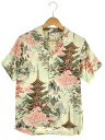 【中古】【メンズ/レディース】SUN SURF S/S RAYON HAWAIIAN SHIRT FIVE STORIED PAGODA SS32163 サンサーフ ショートスリーブ レーヨン ハワイアンシャツ 五重塔 半袖 トップス アロハシャツ サイズ：XS カラー：SAX 万代Net店