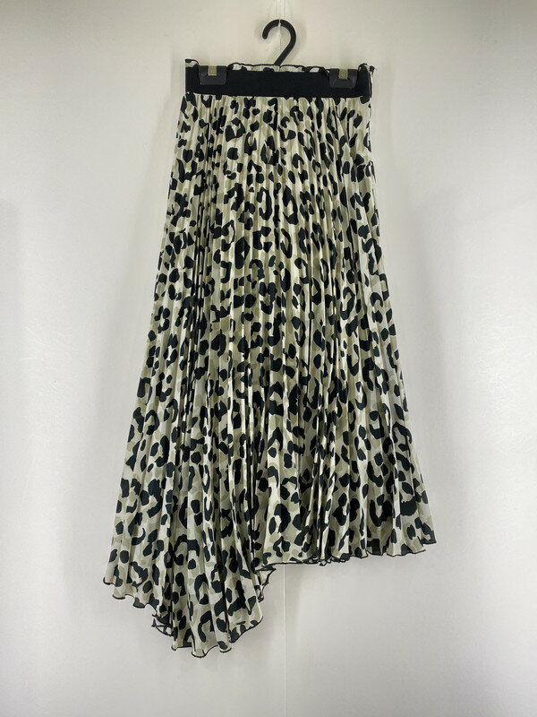 【中古】【レディース】MILAOWEN LEOPARD POLYESTER SKIRT 09WFS185017 ミラオーウェン アシンメトリー レオパード ポリエステル ロングスカート サイズ:0 カラー:ライトカーキ系 万代Net店 171-230716-ab-41-min