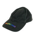 【中古】【メンズ】BALENCIAGA RAINBOW VISOR CAP バレンシアガ レインボーバイザーキャップ 帽子 サイズ：L/59cm カラー：ブラック 万代Net店