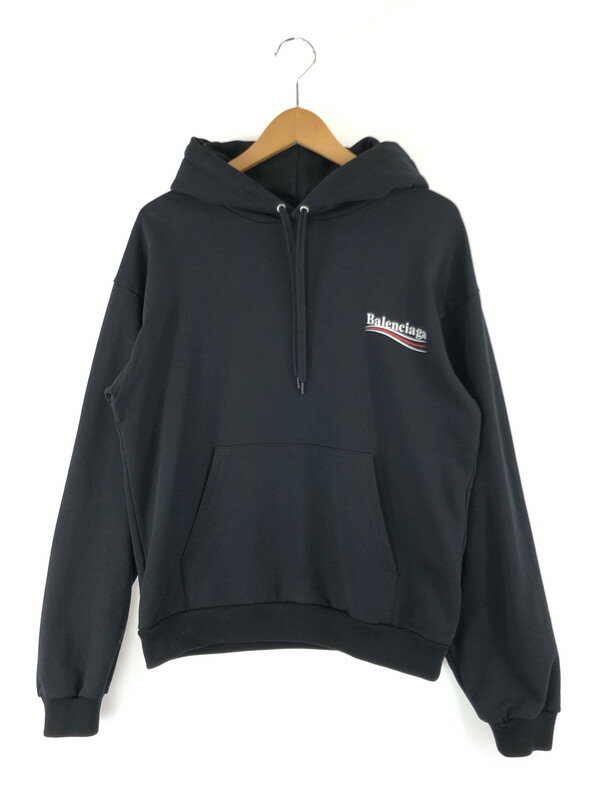 【中古】【メンズ】BALENCIAGA CAMPAIGN LOGO HOODIE 508205 TBV14 バレンシアガ キャンペーン ロゴ フーディー トップス プルオーバーパーカー サイズ：S カラー：ブラック 万代Net店