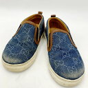 【中古】【キッズ】GUCCI SLIP-ONS グッチ スリッポン キッズ スニーカー シューズ 靴 サイズ：25 カラー：ブルー 万代Net店