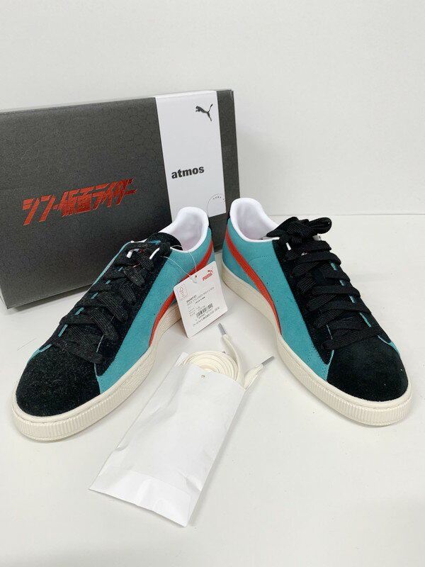 【中古】【未使用品】【メンズ】PUMA × KAMEN RIDER × ATMOS SUEDE VTG SNEAKER 394967 01 プーマ 仮面ライダー アトモス スニーカー シューズ 靴 サイズ：27.5cm カラー：GREEN LAGOON 万代Net店