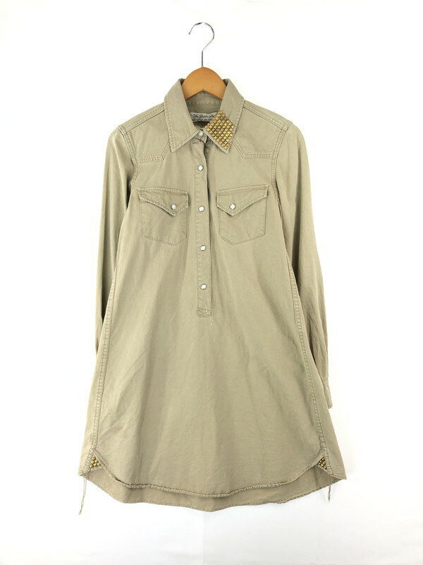 【中古】【レディース】REMI RELIEF STUDS L/S SHIRT ONEPIECE レミレリーフ スタッズ ロングスリーブ シャツワンピース 長袖 トップス サイズ:S カラー:ベージュ 万代Net店 140-230917-kk-52-tag