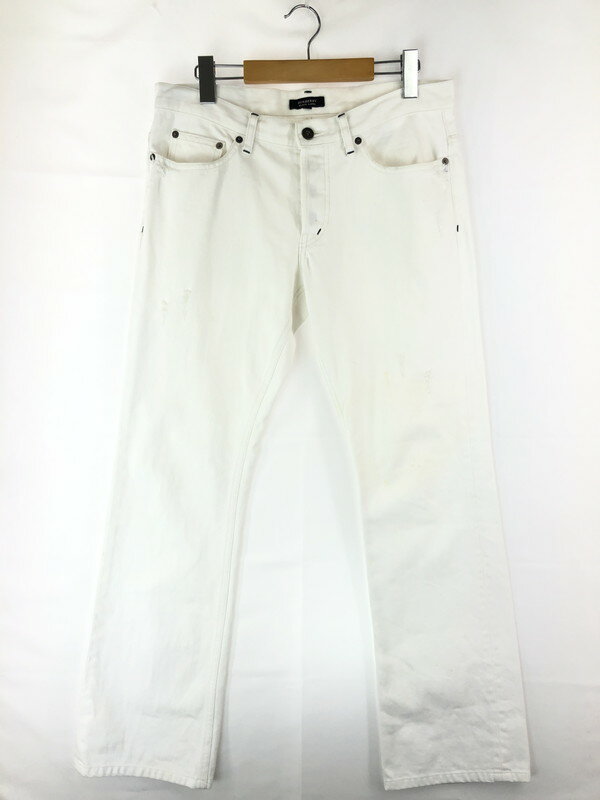 【中古】【メンズ】BURBERRY BLACK LABEL WHITE DENIM PANTS BMS01-600-01 バーバリー ブラックレーベル ホワイトデニムパンツ ボトムス サイズ：79 万代Net店