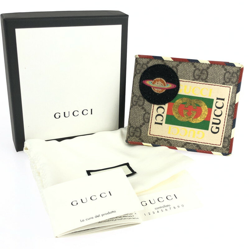 【中古】【メンズ】GUCCI COURRIER FOLDING WALLET 473905 グッチ クーリエ GGスプリーム UFO フォールディングウォレット 二つ折り財布 サイズ：約9.5×11.5×1.5cm カラー：ベージュ 万代Net店