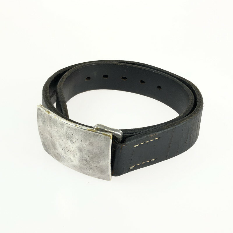 【中古】【メンズ】THE FLAT HEAD PLATE BUCKLE BELT ザ フラットヘッド プレートバックルベルト 服飾雑貨 アクセサリー サイズ：30 カラー：シルバー/ブラック 万代Net店