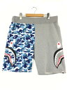 【中古】【メンズ】A BATHING APE ABC CAMO HALF SIDE SHARK SWEAT SHORTS 001SPJ301016M アベイシングエイプ ABCカモ ハーフサイド シャークスウェットショーツ ボトムス ハーフパンツ ショートパンツ サイズ：XL カラー：グレー 万代Net店