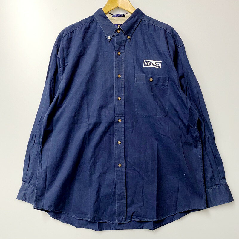 【中古】【メンズ】BILL BLASS ビルブラス 長袖BDシャツ コットンシャツ トップス サイズ：XL カラー：ネイビー 万代Net店