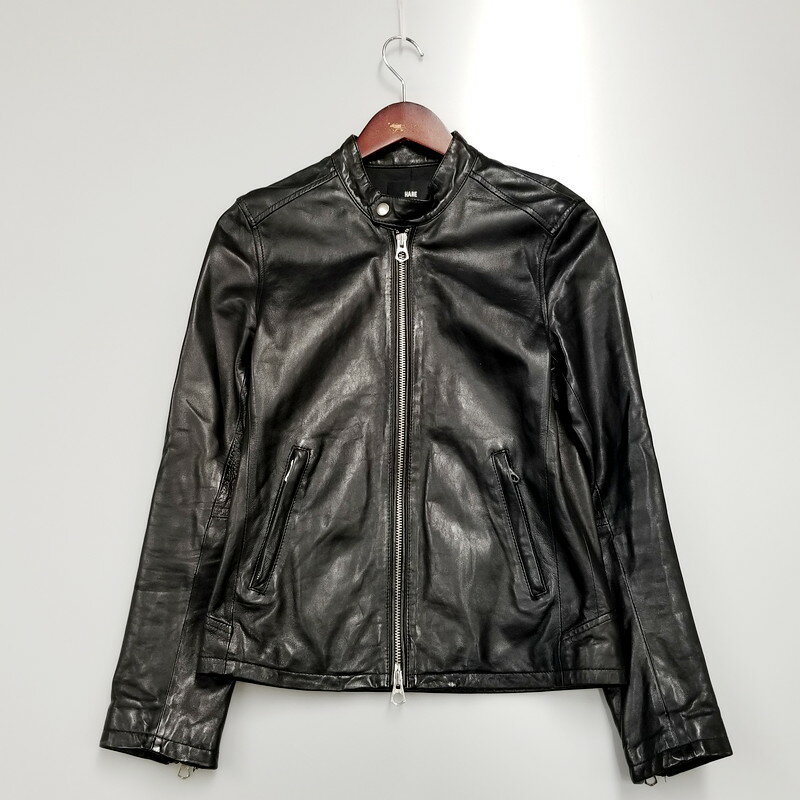 【中古】【メンズ】HARE Single Rider Jacket ハレ ラムレザーシングルライダースジャケット レザージャケット アウター サイズ：S カラー：ブラック 万代Net店