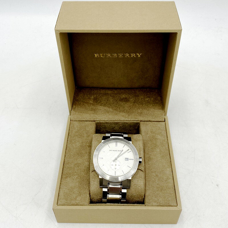 【中古】【メンズ/レディース】BURBERRY BU9900 バーバリー クロノグラフ ウォッチ 腕時計 カラー：ホワイト×シルバー 万代Net店