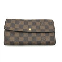 【中古】【メンズ/レディース】LOUIS VUITTON ダミエ ポシェット ポルト モネ カルトクレディ N61724 ルイヴィトン ロングウォレット 長財布 サイズ：約10×18.5×2cm カラー：エベヌ 万代Net店