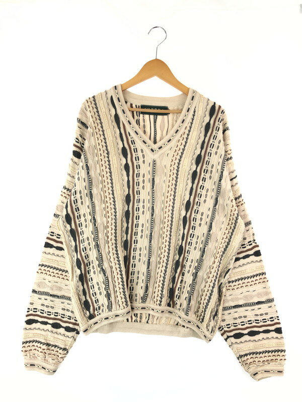 yÁzyYzTUNDRA 3D DESIGN V NECK KNIT SWEATER ch 3DfUC VlbN jbgZ[^[ gbvX TCYFL J[Fx[W NetX