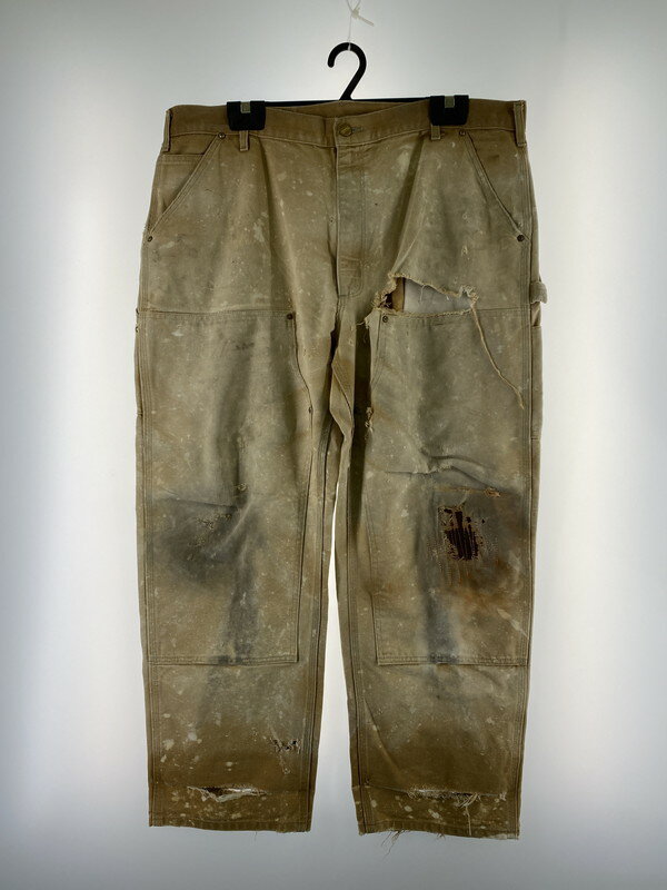 【中古】【ジャンク品/難有り品】【メンズ】Carhartt 90's DOUBLE KNEE PAINTER PANT B01BRN カーハート 90年代 ダブルニーペインターパンツ ボトムス USA製 サイズ：42×30 カラー：カーキ 万代Net店