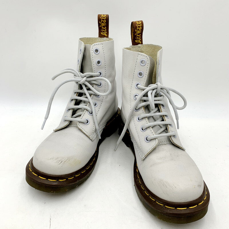 【中古】【レディース】Dr.Martens ドクターマーチン PASCAL 8ホールブーツ レースアップブーツ シューズ 靴 サイズ：UK4 カラー：ライトグレー 万代Net店