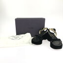 【中古】【レディース】PRADA VELVET PLATFORM SANDAL 05G-2601PR プラダ ベルベット プラットホームサンダル 靴 サイズ：35 カラー：BLACK 万代Net店