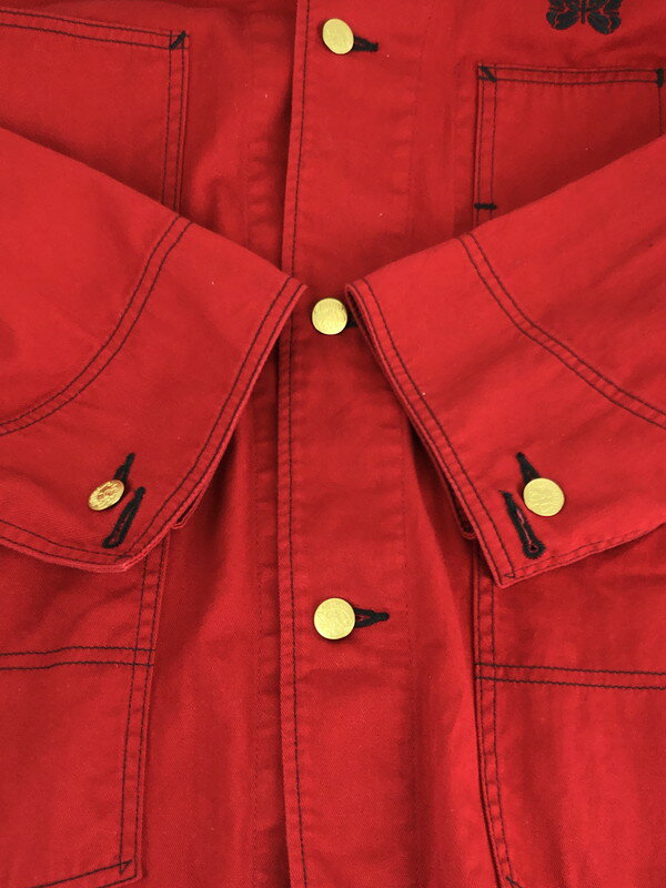 【中古】【メンズ】Needles × SMITH'S 22SS COVERALL COTTON TWILL KP285 ニードルス スミス 別注 コラボ カバーオール コットンツイル ライトアウター ジャケット サイズ：M カラー：レッド 万代Net店 140-231227-kk-11-tag