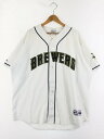 【中古】【メンズ】GENUINE MERCHANDISE BY MAJESTIC MLB MILWAUKEE BREWERS AUTHENTIC JERSEY ジェニュイン マーチャンダイズ バイ マジェスティック MLB ミルウォーキーブルワーズ オーセンティックジャージ トップス サイズ：XXL カラー：ホワイト 万代Net店