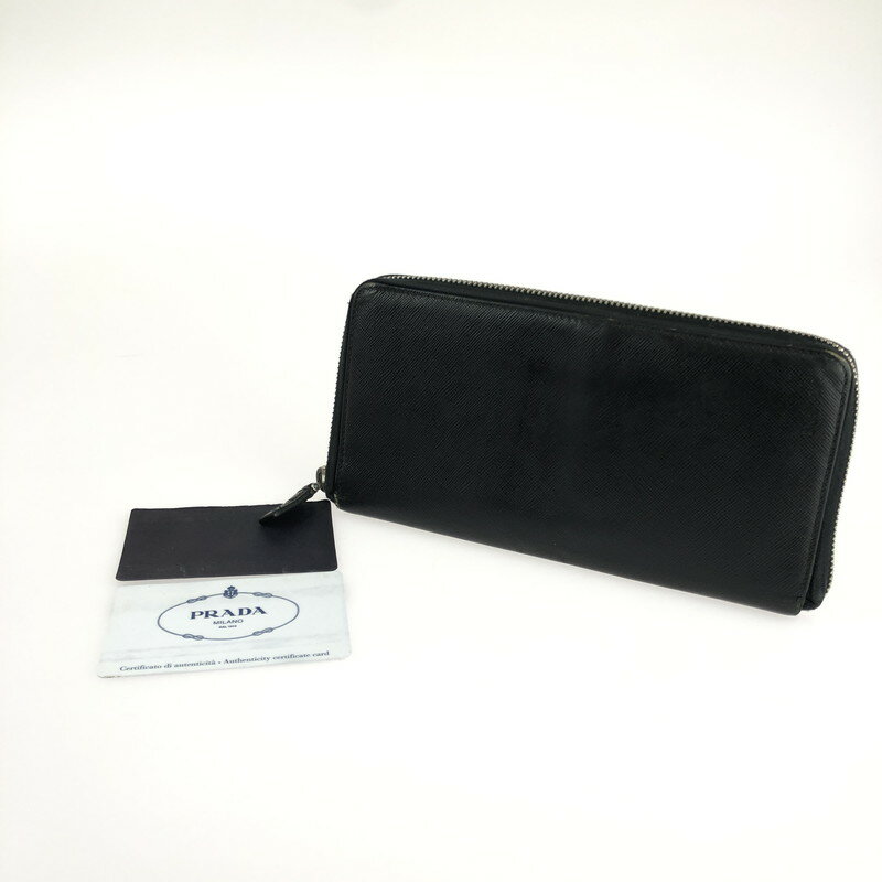 【中古】【メンズ/レディース】PRADA SAFFIANO ROUND FASTENER LONG WALLET 2M1264 プラダ サフィアーノ ラウンドファスナー ロングウォレット 長財布 サイズ：約10.5×19.5×2cm カラー：NERO 万代Net店