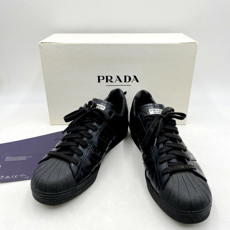 【中古】【メンズ】adidas×PRADA SUPERSTAR 2EG321 プラダ×アディダス スーパースター コラボ スニーカー シューズ 靴 サイズ：27cm カラー：ブラック 万代Net店