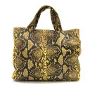 【中古】【レディース】JRA PYTHON BAG ジェイアールエー パイソン ハンドバッグ 蛇革 鞄 サイズ：約27×36×10cm カラー：イエロー 万代Net店