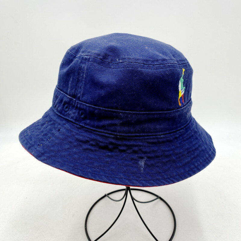 【中古】【メンズ/レディース】POLO RALPHLAUREN ポロ ラルフローレン リバーシブルHAT 帽子 サイズ：下記参照 カラー：ネイビー/マルチカラー 万代Net店