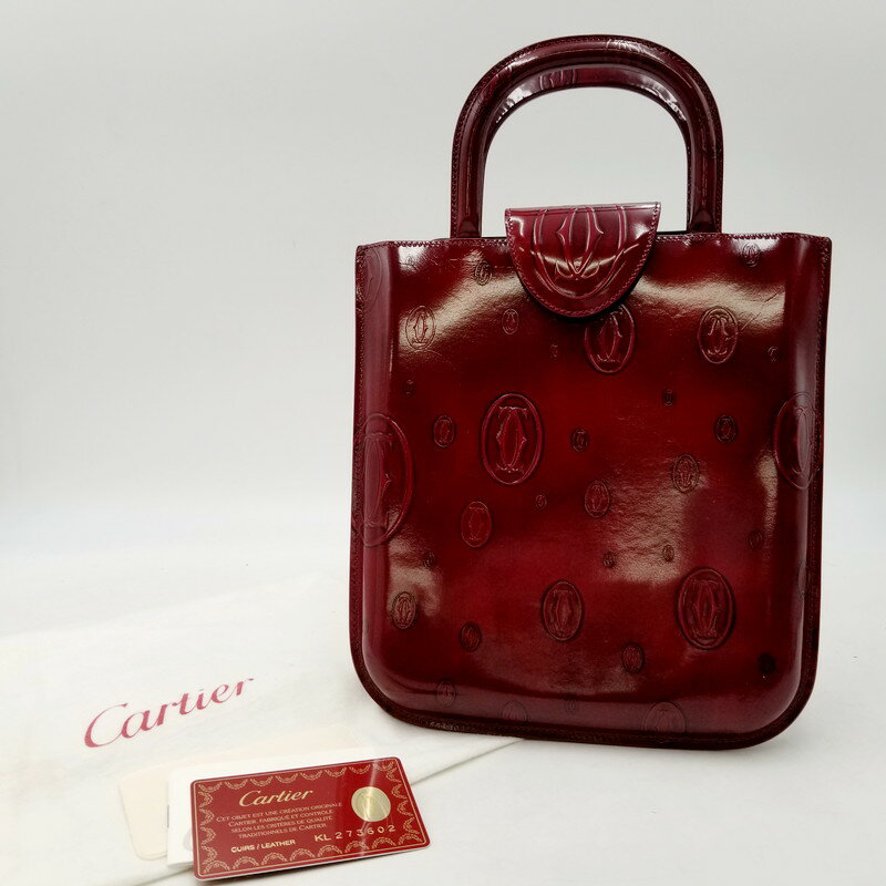 【中古】【レディース】Cartier カルティエ ハッピーバースデー ハンドバッグ 鞄 カバン サイズ：約23.5×22×3cm カラー：レッド 万代Net店