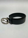 【中古】【メンズ】GUCCI LEATHER BELT 368186 グッチ インターロッキング Gバックル レザーベルト カラー：ブラック 万代Net店