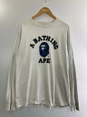 【中古】【メンズ】A BATHING APE BAPE LONG SLEEVE T-SHIRT 001LTH751003M ア ベイシング エイプ ロングスリーブTシャツ トップス サイズ：XL カラー：ホワイト 万代Net店