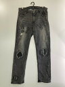 【中古】【メンズ】RE Number Nine VINTAGE CLASH SLIM TAPERED DENIM PANTS NMBPT747 リナンバーナイン ヴィンテージクラッシュスリムテーパードデニムパンツ サイズ：4 カラー：ブラック 黒 万代Net店