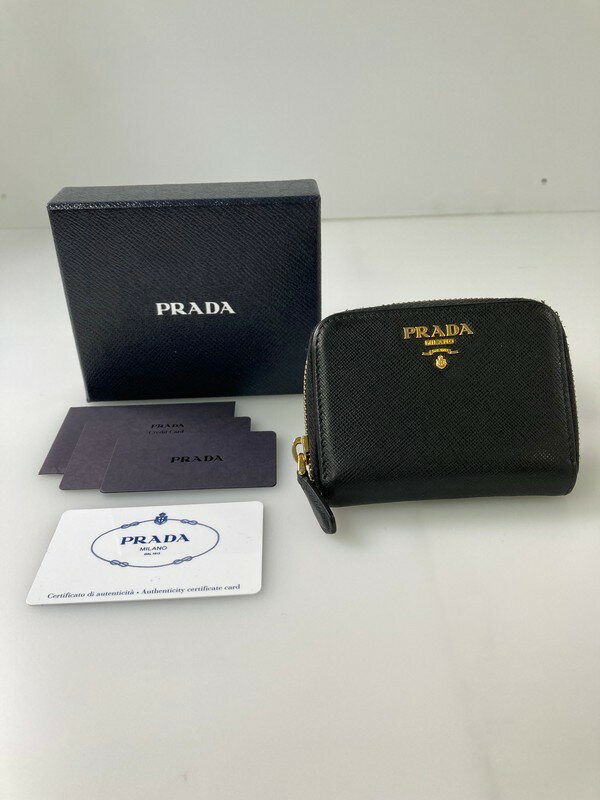 【中古】【メンズ/レディース】PRADA プラダ 1MM268 SAFFIANO METAL ジップコインケース カラー：ブラック/ゴールド 万代Net店