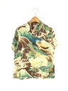 【中古】【メンズ】SUN SURF RAYON S/S ALOHA SHIRT DRAGON & Mt FUJI SS32162 サンサーフ レーヨン ショートスリーブ アロハシャツ 半袖 トップス ハワイアンシャツ サイズ：XS カラー：ブラウン 万代Net店