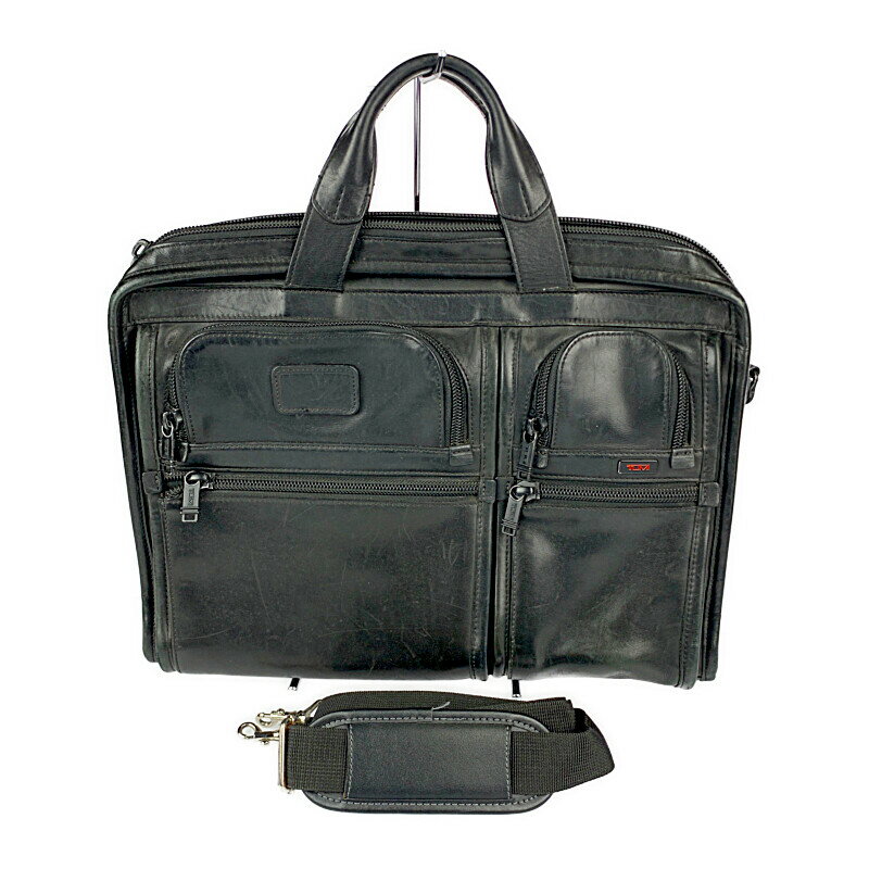 【中古】【メンズ】TUMI ORGANIZER PORTFOLIO BRIEF トゥミ オーガナイザー ポートフォリオ 2way レザービジネスバッグ ブリーフケース 鞄 サイズ：約34×45×8cm カラー：ブラック 万代Net店