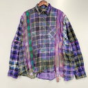 【中古】【メンズ】REBUILD BY NEEDLES CUTS ZIPPED WIDE SHIRT KP268 7 リビルド バイ ニードルス チェックシャツ 長袖 トップス サイズ：下記参照 カラー：マルチカラー 万代Net店