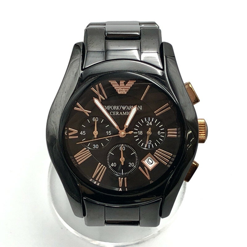 【中古】【メンズ】 Emporio Armani エンポリオ・アルマーニ AR-1410 クロノグラフ 腕時計 アナログ ウォッチ アクセサリー 198-240510-rs-04-fur カラー：ブラック 万代Net店