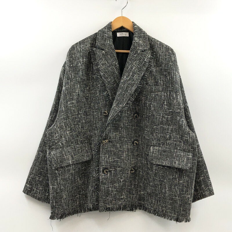 【現状渡し品】【メンズ】 NILWAY ニルウェイ AZ23061N オーバーサイズ ツイードフリンジテーラードジャケット アウター 147-251016-hn-04-fur サイズ：M カラー：グレー系 万代Net店