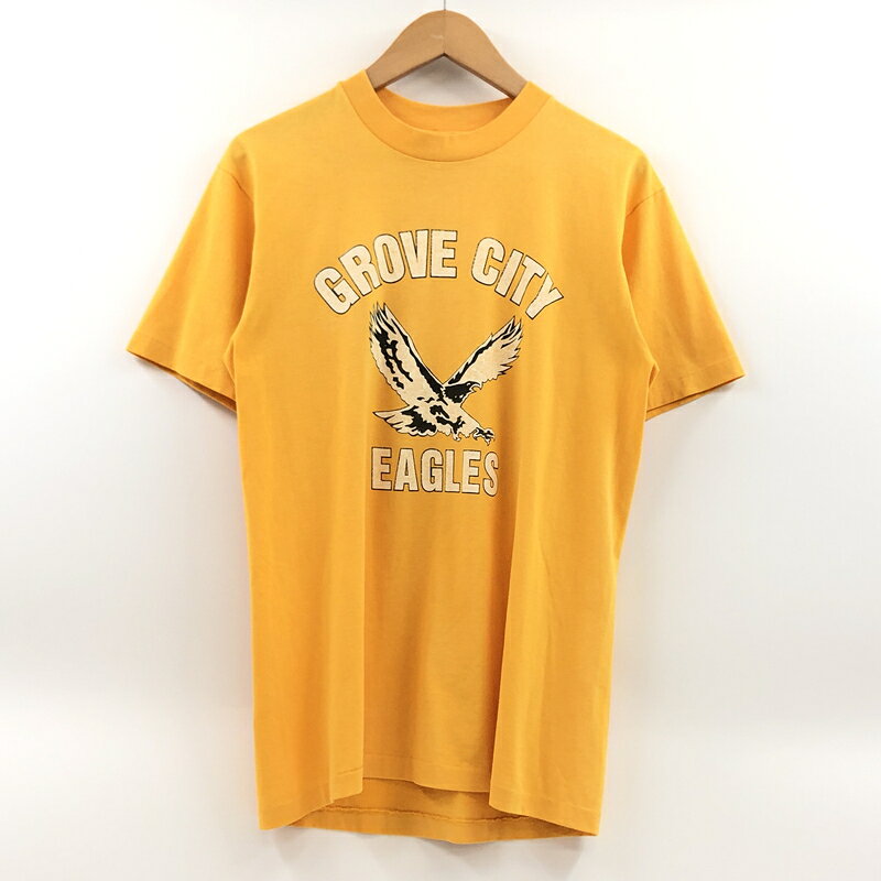  HANES FIFTY-FIFTY ヘインズ フィフティフィフティ 80S "GROVE CITY EAGLES" FRONT PRINT S/S TEE 半袖Tシャツ トップス 146-260713-hn-08-fur サイズ：M カラー：イエロー系 万代Net店