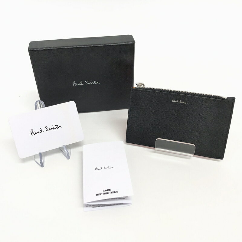 【中古美品】【メンズ/レディース】 PAUL SMITH ポール・スミス WALLET POUCH STRAW M1A-6136-ASTRGS コインケース ウォレットポーチ 小銭入れ カード入れ 200-260721-rs-01-fur カラー：ブラック/コーラル/グレー 万代Net店