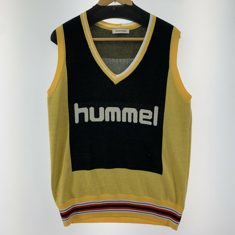 【中古】【メンズ】 TENDER PERSON×HUMMEL KNIT VEST ニット ベスト 140-240401-st-13-fuz サイズ：4 カラー：イエロー 万代Net店