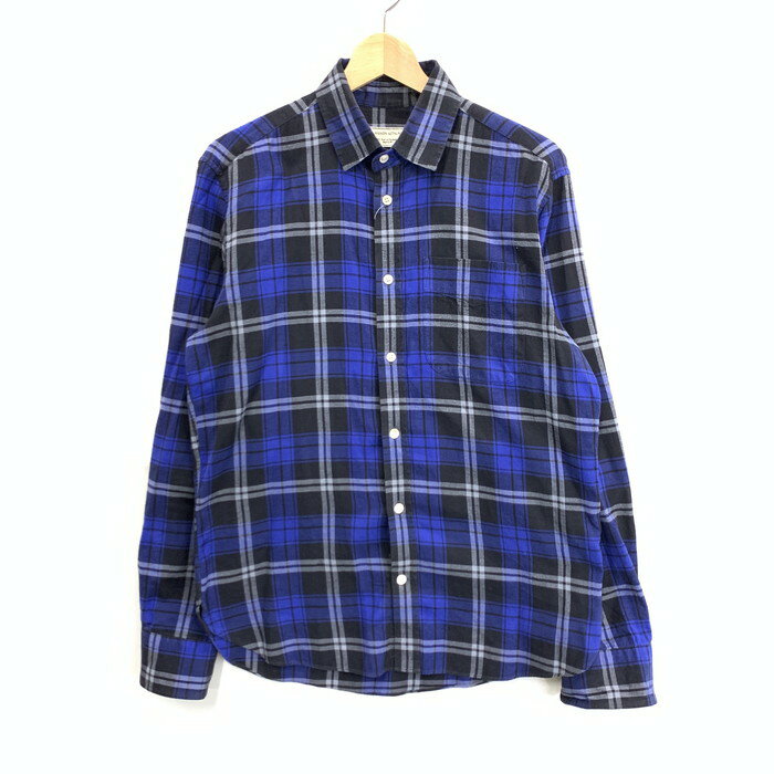 【中古】【メンズ】 MAISON KITSUNE メゾンキツネ 長袖シャツ トップス ブランド 古着 140-240414-gm-6-fuz サイズ:39 カラー:ブルー チェック 万代Net店