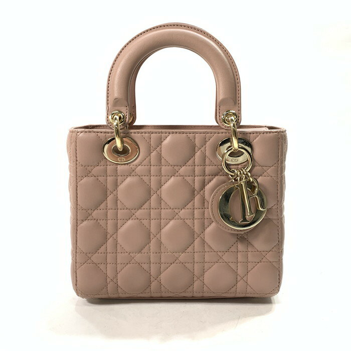 【中古】【レディース】 Christian Dior クリスチャンディオール M05380 LADY DIOR SMALL レディディオール スモール ラムスキン ハンドバッグ ショルダーバッグ ブランド カバン 180-240506-gm-25-fuz カラー：ピンク 万代Net店