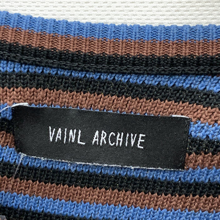 【中古品】【メンズ】 VAINL ARCHIVE ヴァイナルアーカイブ 長袖サマーニット カットソー トップス ブランド 古着 140-250308-gm-37-fuz サイズ：L カラー：ボーダー 万代Net店