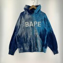 楽天スーパーSALE 10%OFF~【中古品】 A BATHING APE ICE DYE BAPE RELAXED FIT PULLOVER HOODIE アベイシングエイプ 142-250320-st-07-fuz サイズ:M カラー:ブルー 万代Net店(4)