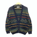 【中古品】【メンズ】 CANALI 総柄ニットカーディガン トップス ブランド 古着 145-250412-gm-05-fuz サイズ:M カラー:総柄 ネイビ...