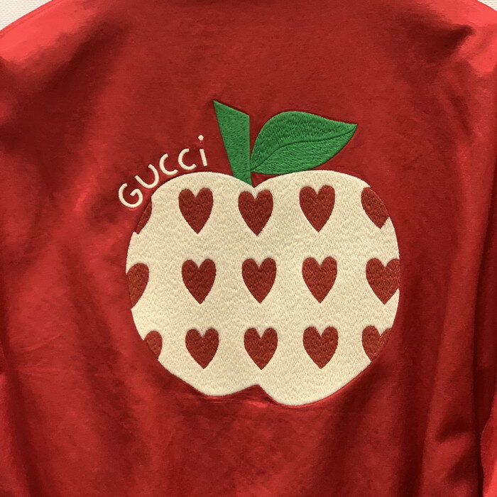 【中古品】【メンズ】 GUCCI グッチ 663647 2ACPI アップルモチーフ サテンジャケット アウター ブランド 古着 141-250503-gm-03-fuz サイズ：48 カラー：レッド 万代Net店