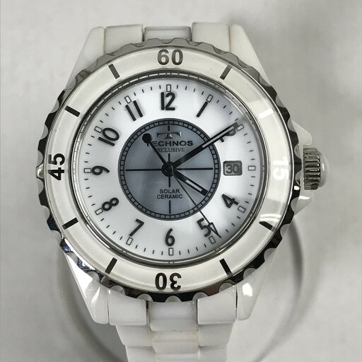 【中古美品】【メンズ】 TECHNOS テクノス TE9002TB ソーラー 腕時計 時計 電波時計 ウォッチ 197-250808-io-03-fuz カラー:ホワイト 万代Net店