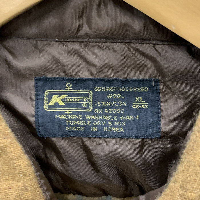 【中古品】【メンズ】 KMART 80s ガンパッチ長袖ウールシャツ トップス ブランド 古着 145-250920-gm-31-fuz サイズ：XL カラー：ベージュ 万代Net店
