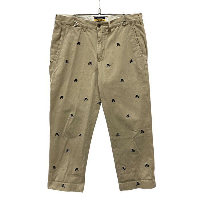 【中古品】【メンズ】 RALPH LAUREN RUGBY ラルフローレンラグビー スカル総刺繍 パンツ ボトムス チノパンツ ブランド 古着 156-251004-gm-15-fuz サイズ：31×32 カラー：ベージュ 万代Net店