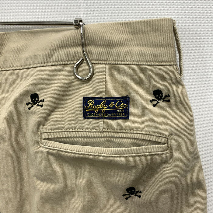 【中古品】【メンズ】 RALPH LAUREN RUGBY ラルフローレンラグビー スカル総刺繍 パンツ ボトムス チノパンツ ブランド 古着 156-251004-gm-15-fuz サイズ：31×32 カラー：ベージュ 万代Net店